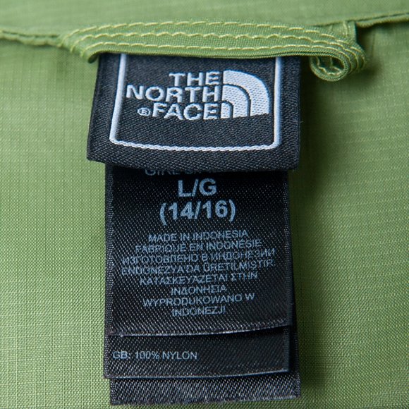 The North Face Rain Jacket Windbreaker Girl's Size L 14/16 Green Hooded - Picture 7 of 7